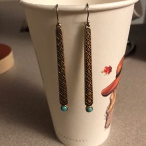 Lucky Brand gold and turquoise dangle earrings